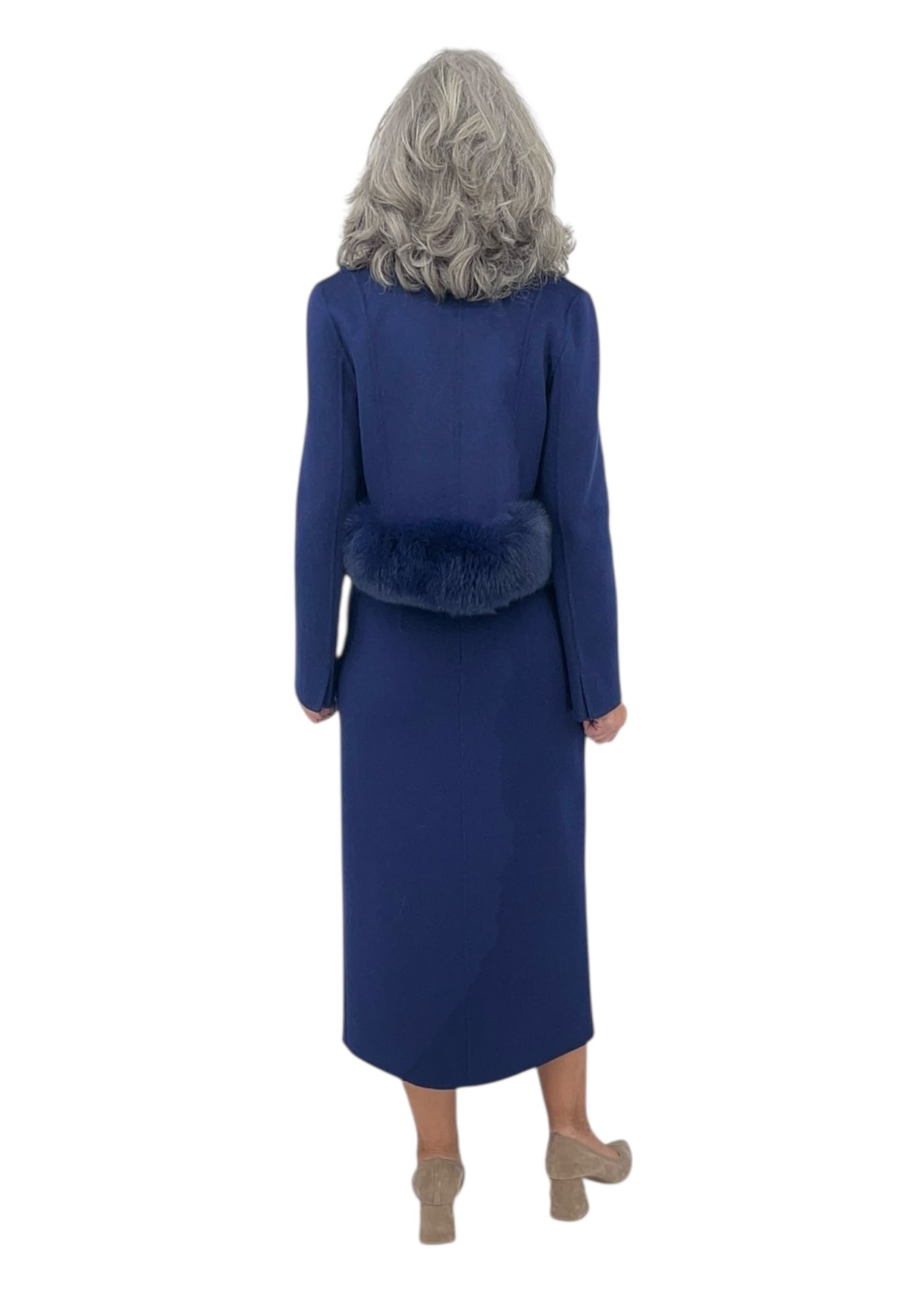 Double Face Slit Skirt in Sapphire