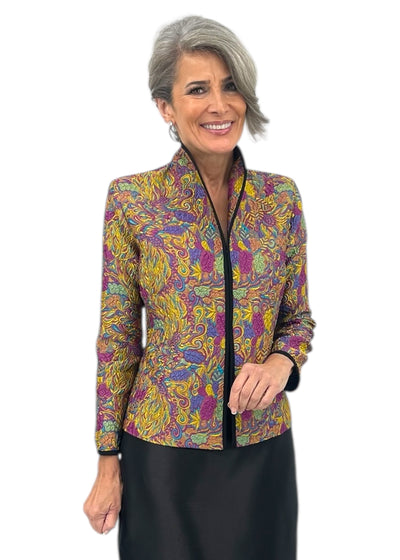 Ornate Flora Jacquard Wing Collar Jacket