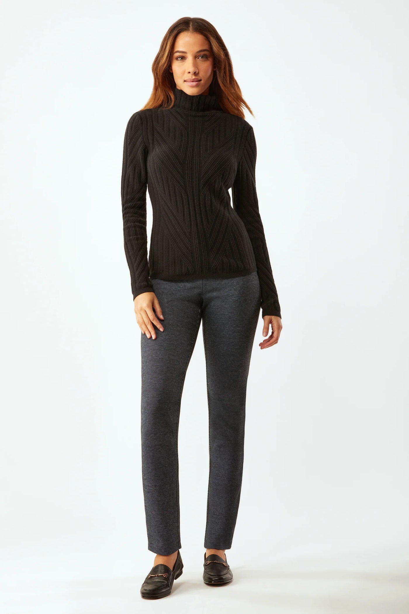 Traveling Rib Mock Neck - Black