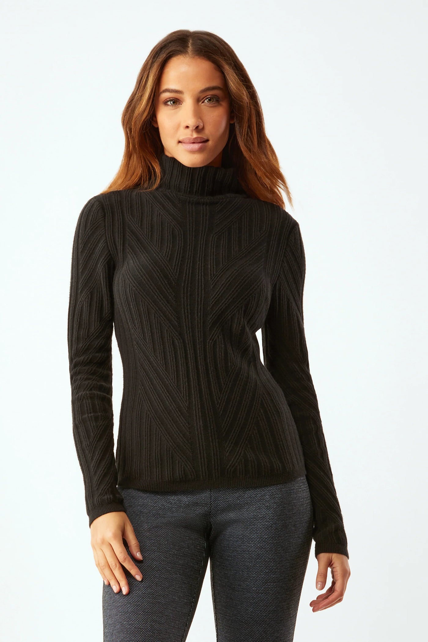 Traveling Rib Mock Neck - Black