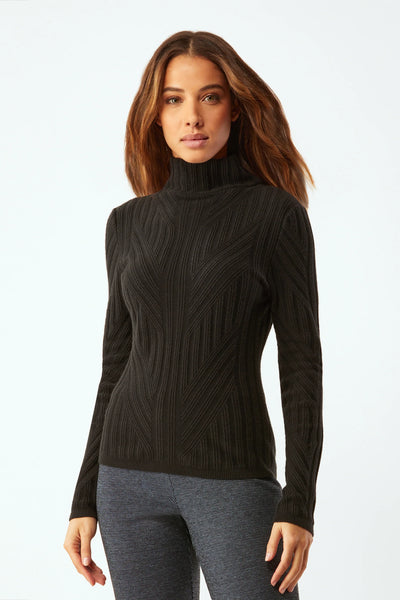 Traveling Rib Mock Neck - Black