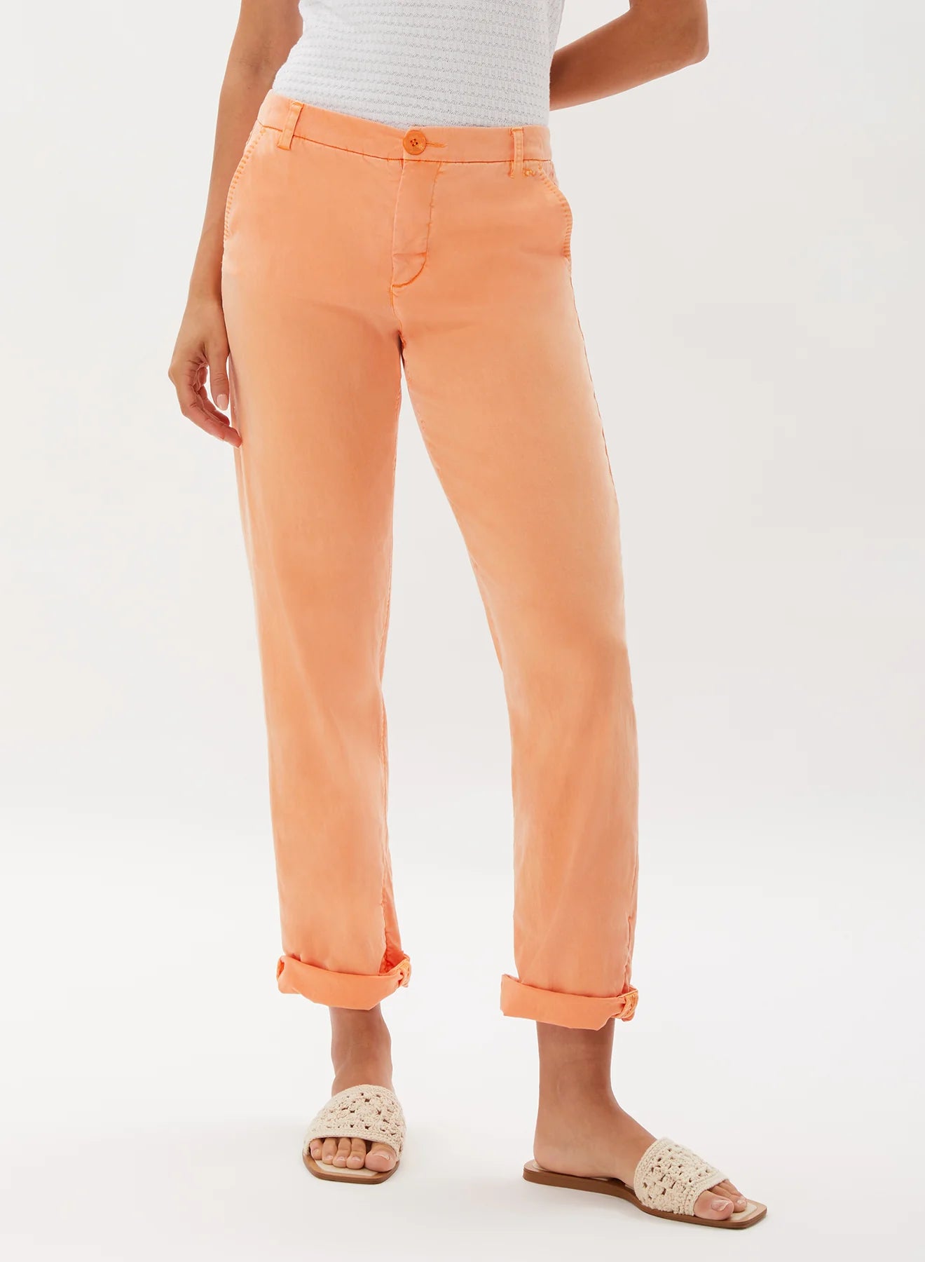 Mitchell Roll Cuff Chino in Tangerine