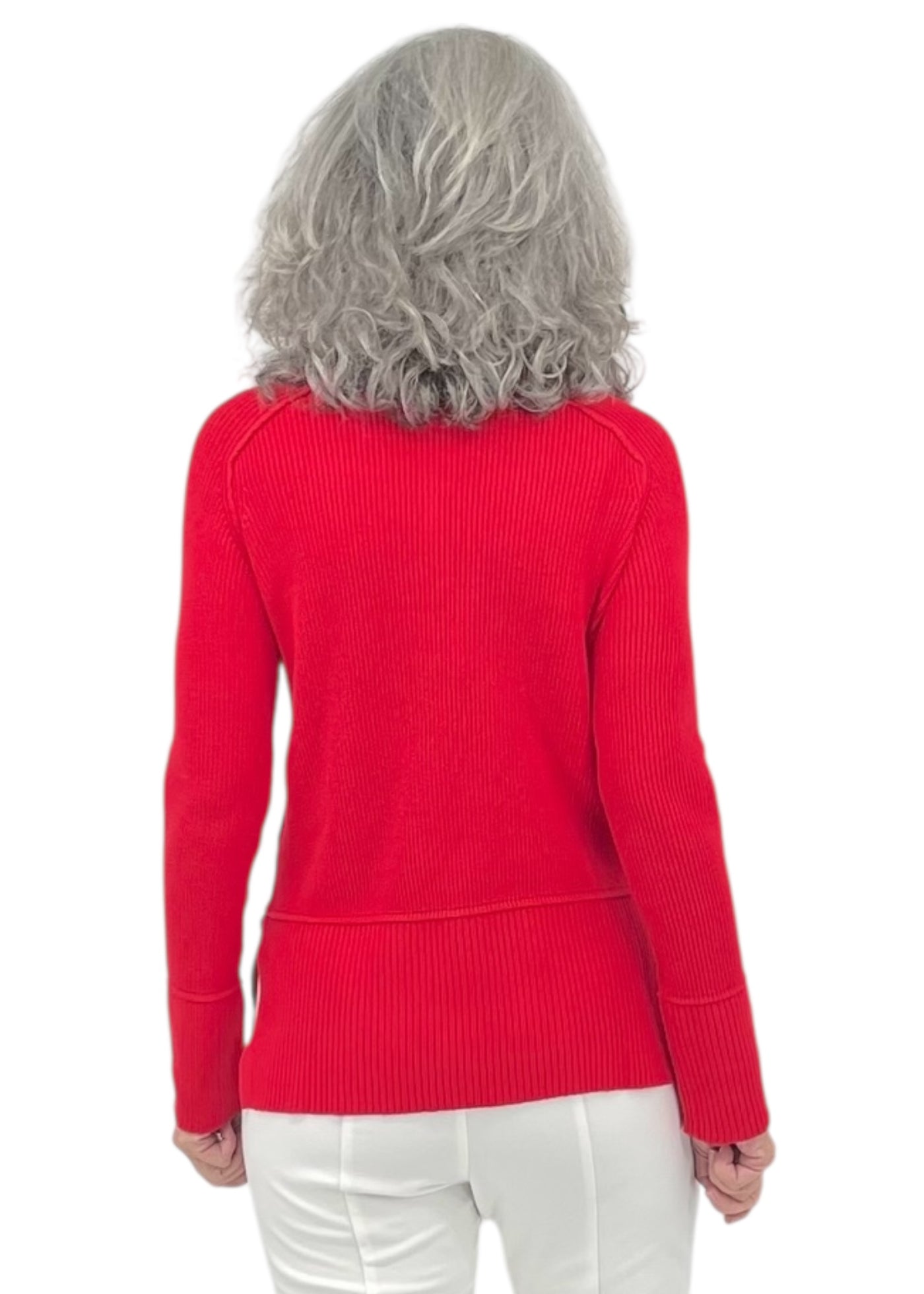 Long Sleeve Chunky Ribbed Sweater in Lipstick