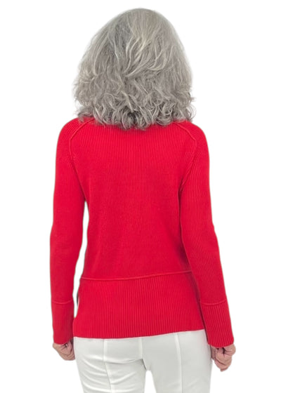 Long Sleeve Chunky Ribbed Sweater in Lipstick