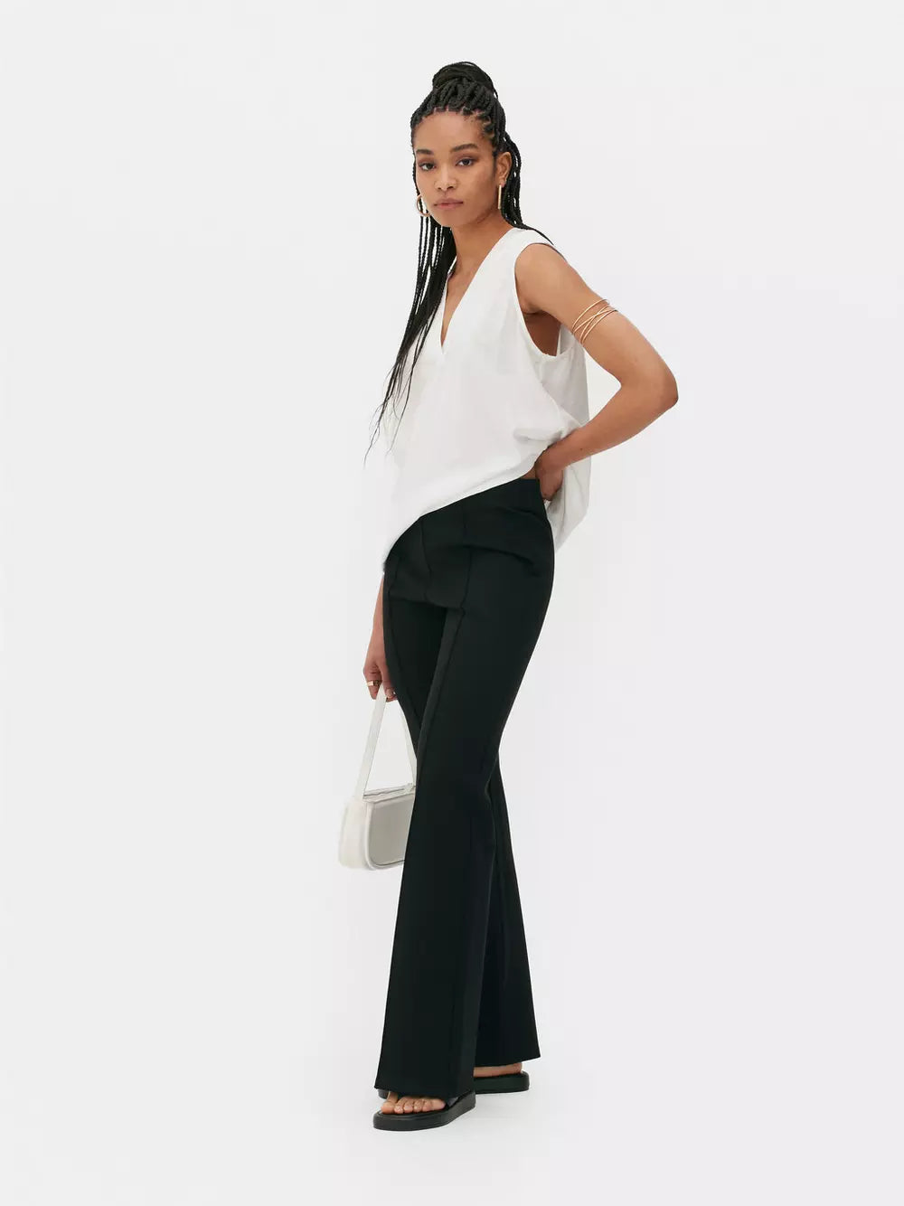 Flare Leg Ponte Pant in Black
