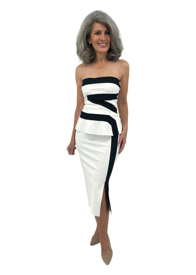 Georgy Bodycon Skirt in White/Black