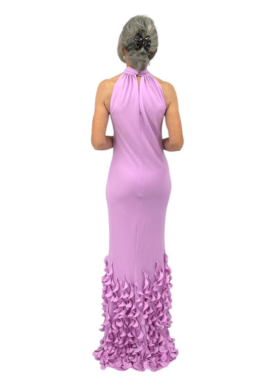 T-Neck Bias Sheath Gown with Spiral Hem in Light Orchid