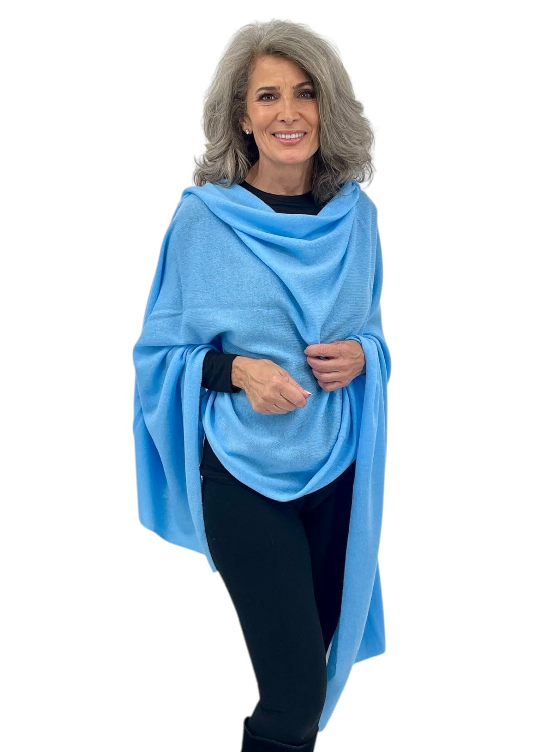 Cashmere Shawl Wrap in Powder Blue