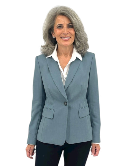 Single Button Blazer in Greyish Blue