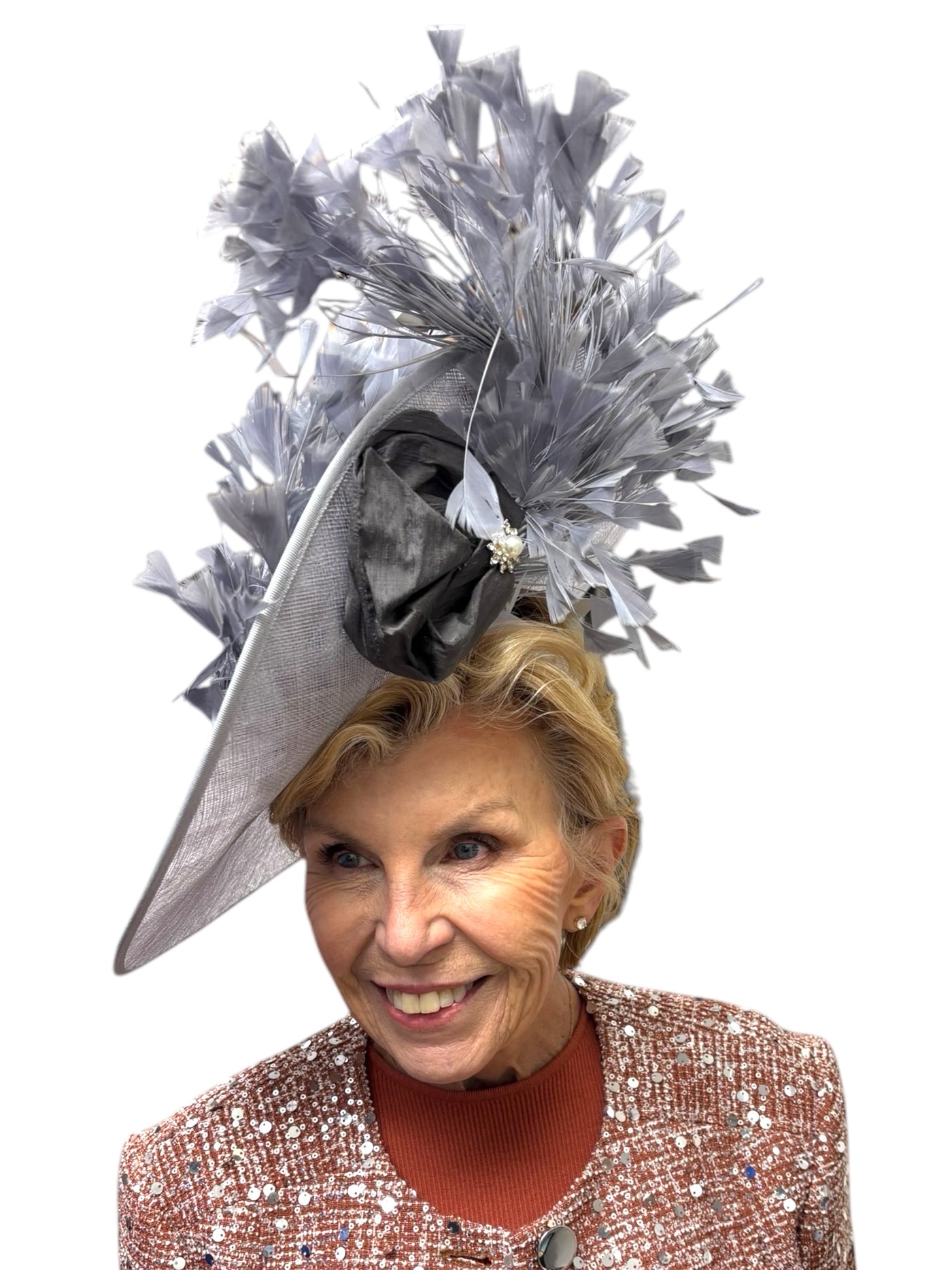 Grey Sinamay Fascinator
