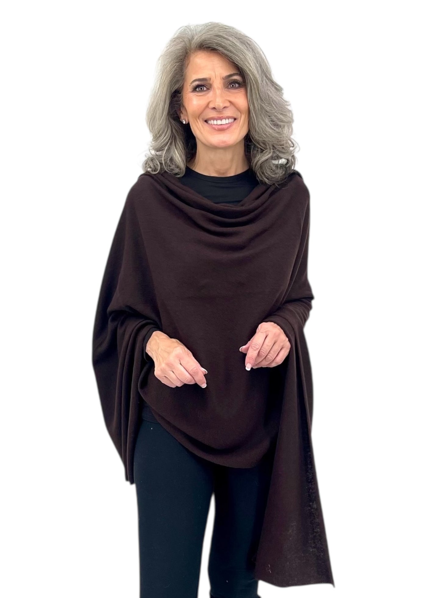 Cashmere Shawl Wrap in Espresso