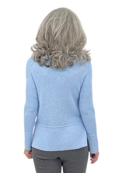 Long Sleeve Chunky Ribbed Sweater in Sky