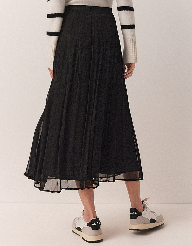 Georgette Pleated Skirt in Black