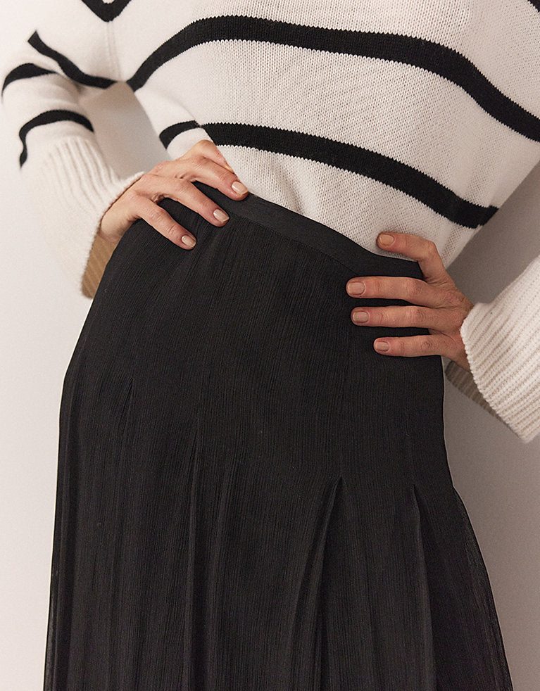 Georgette Pleated Skirt in Black