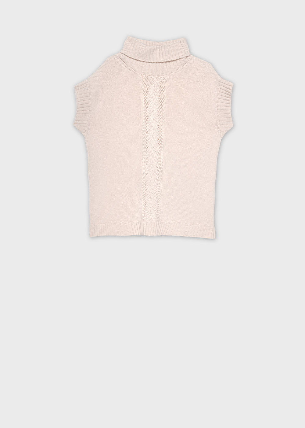 Cable Knit High Neck Top - Peach