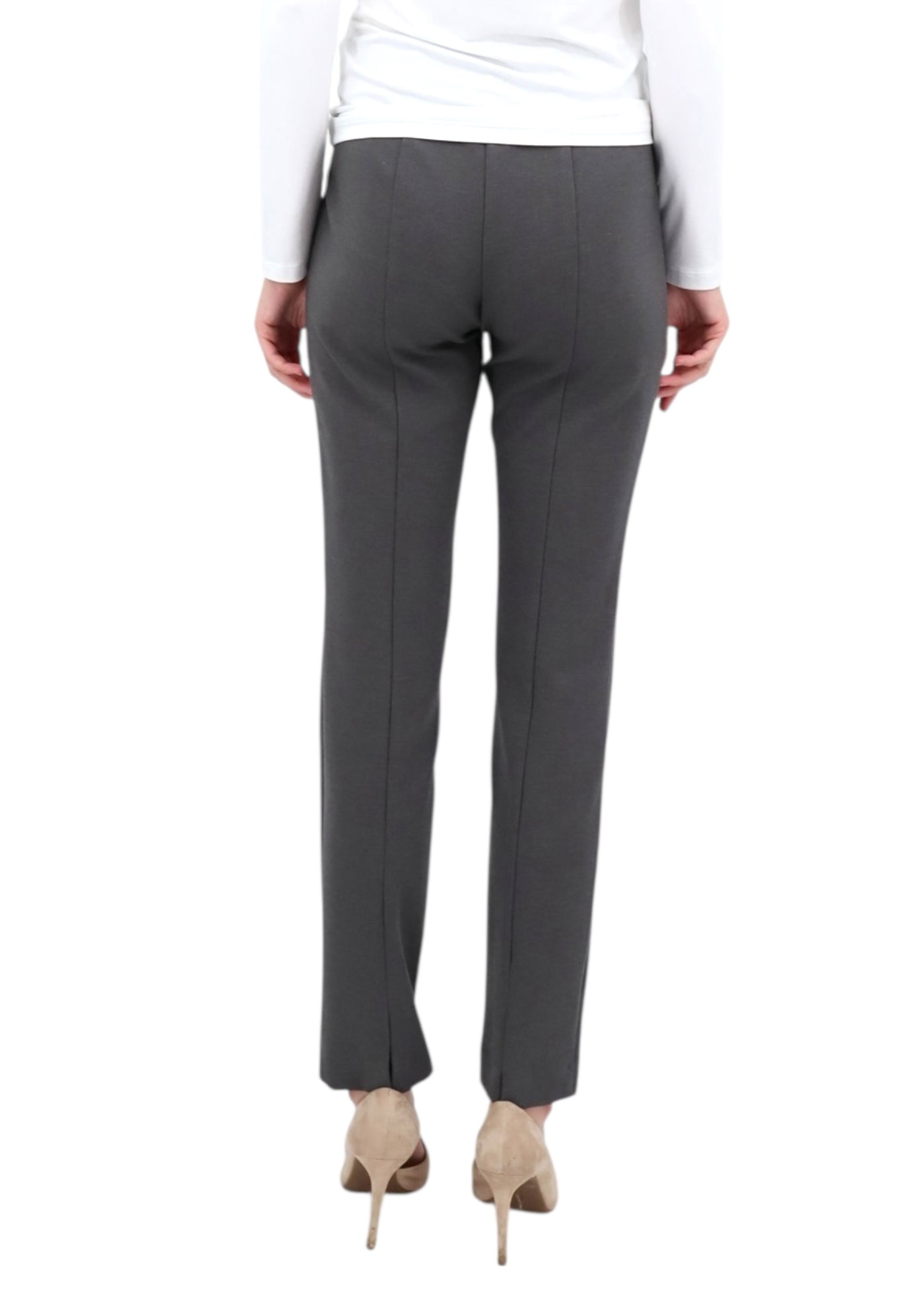 Zip Front Ponte Pant in Steel