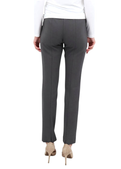 Zip Front Ponte Pant in Steel