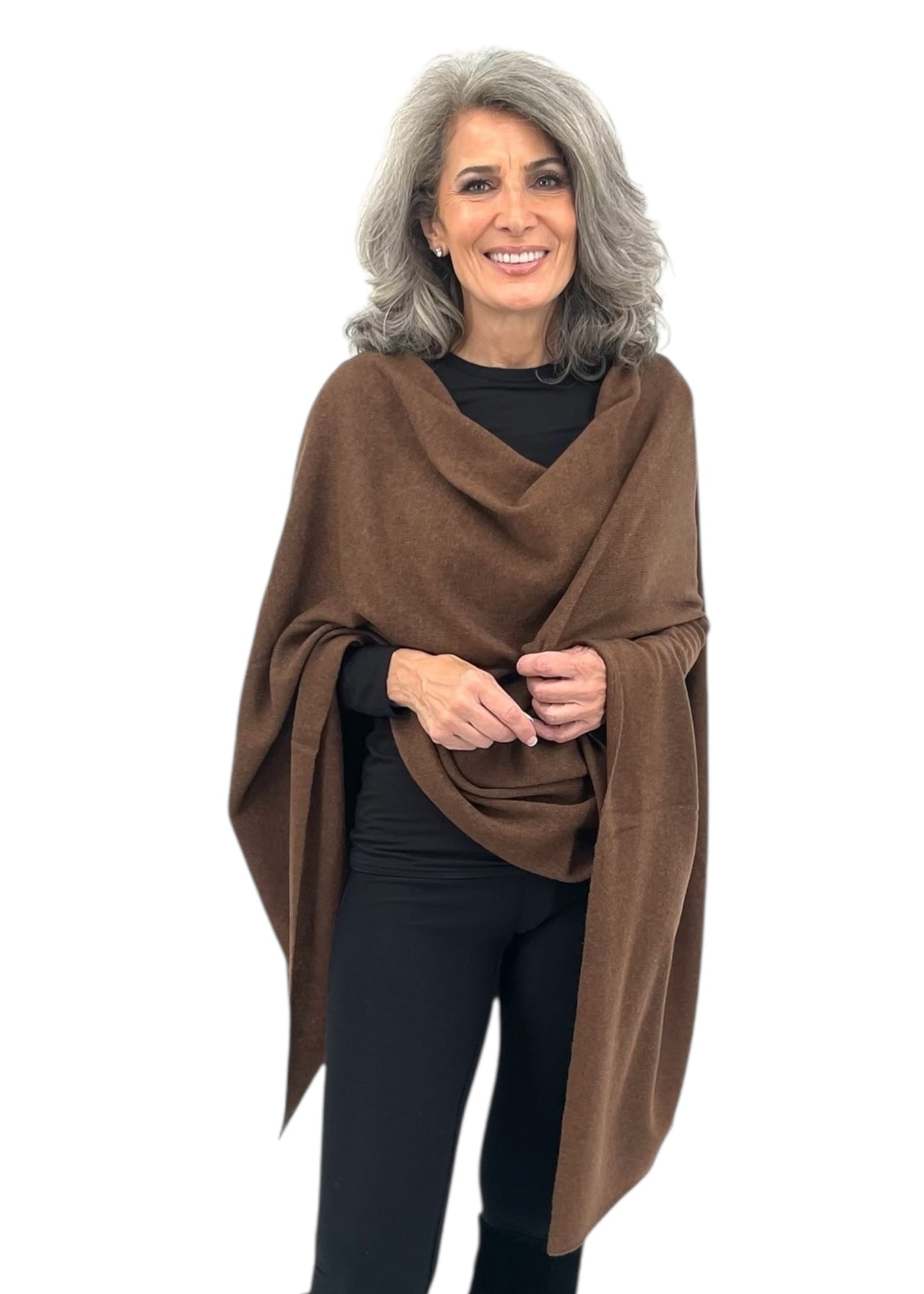 Cashmere Shawl Wrap in Heather Coco
