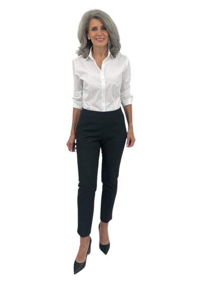 Double Technical Fabric Cigarette Trousers in Charcoal