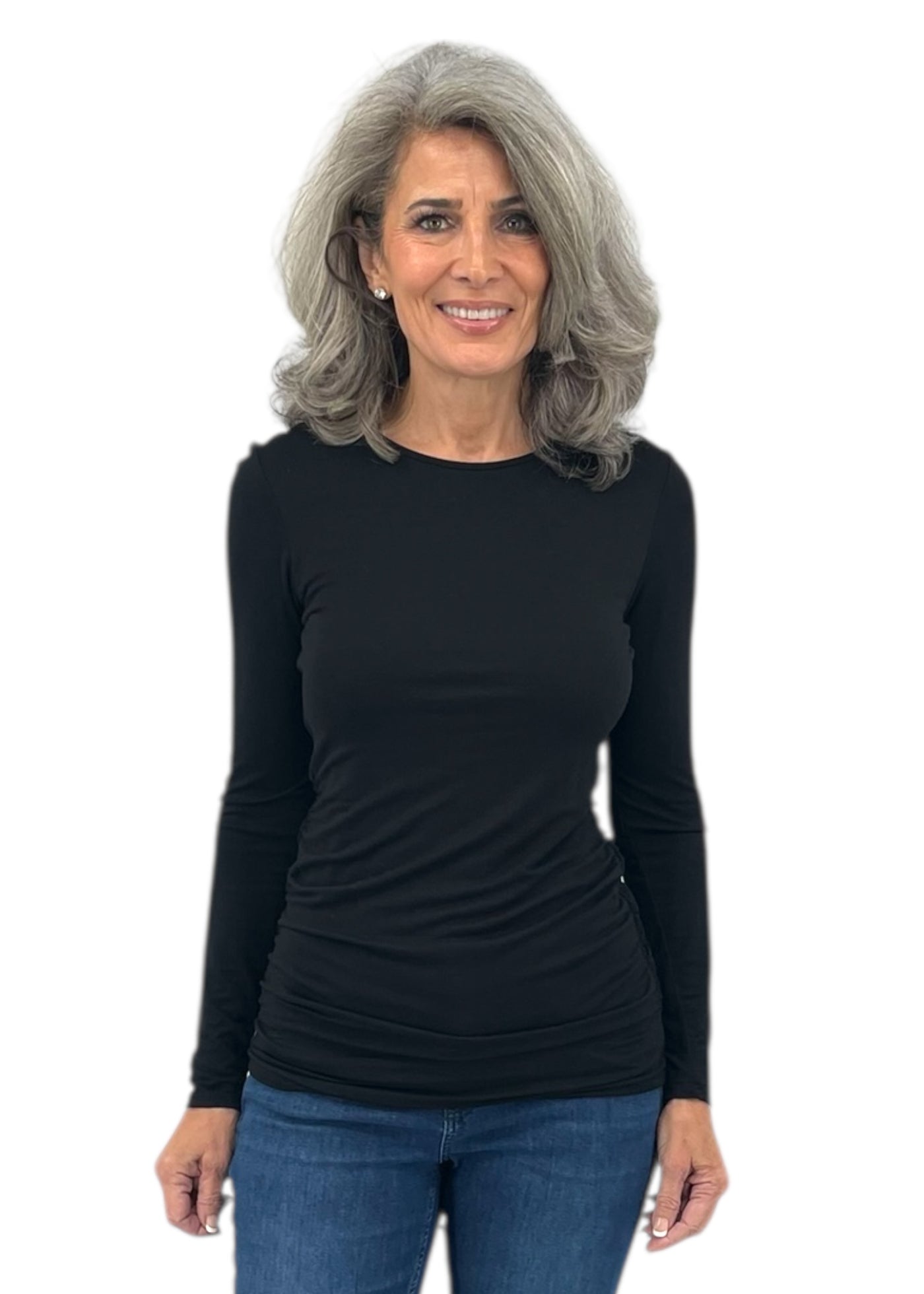 Ruched Crew in Black