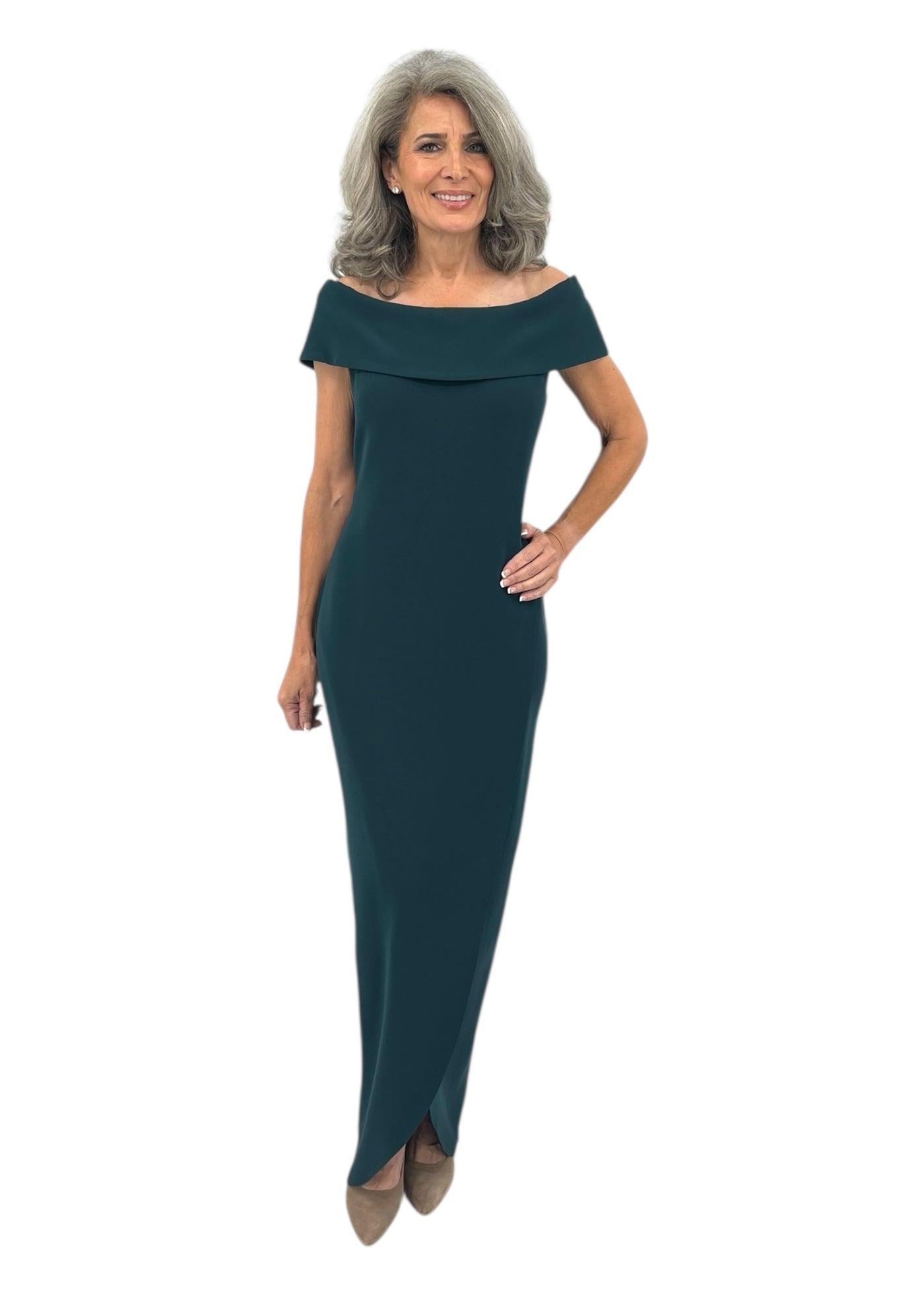 Matte Crepe Tulip Gown in Malichite
