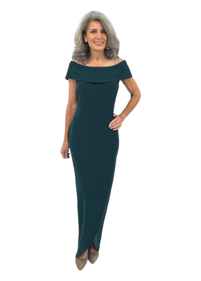 Matte Crepe Tulip Gown in Malichite