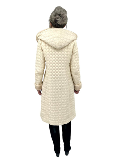 Jade Quilted Coat w/ Fur in Cream