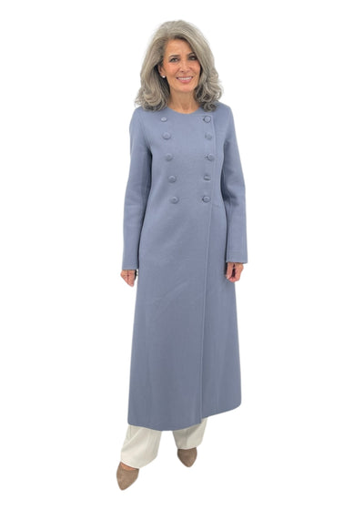 Maxi Coat With Detachable Scarf in Slate