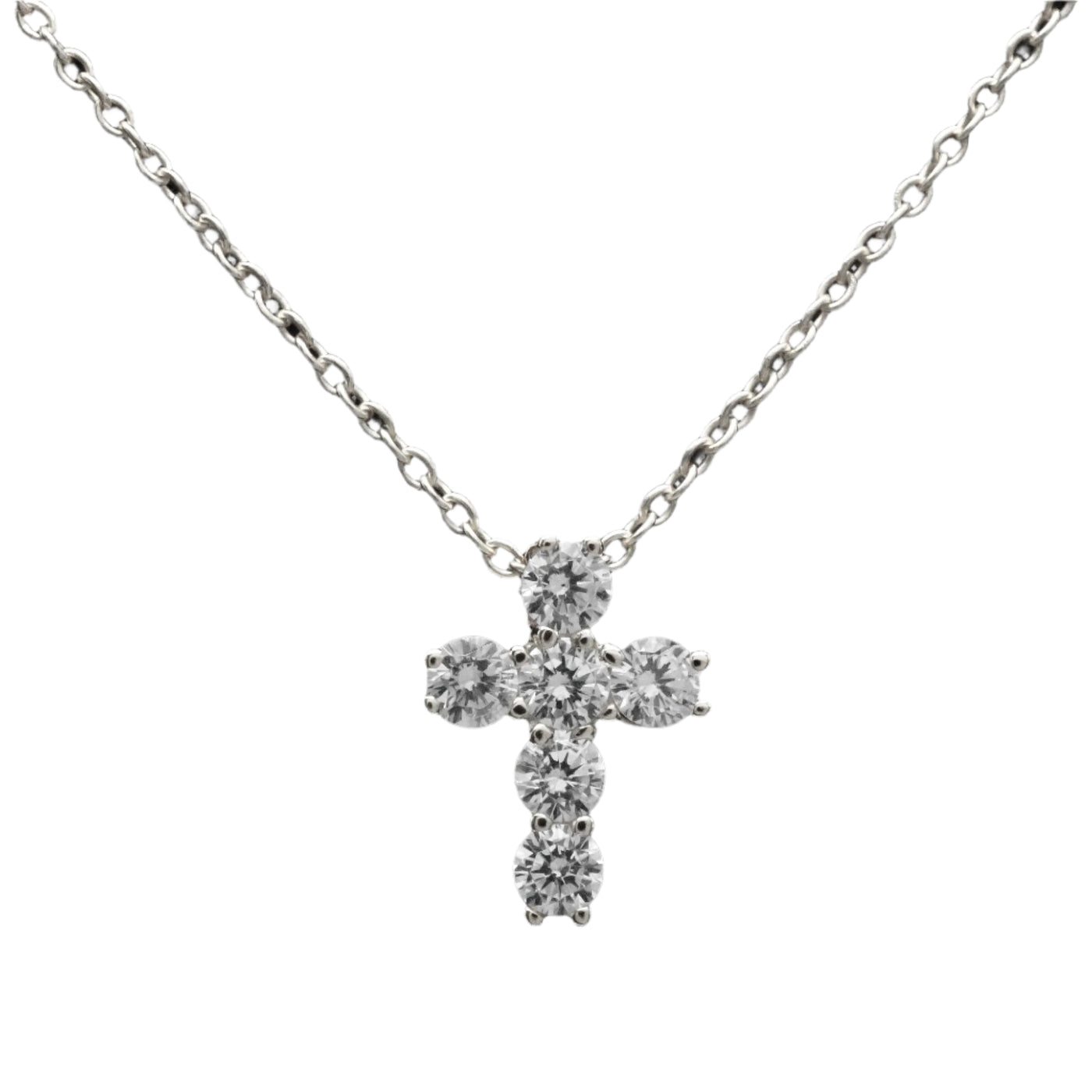 Silver Pave Cross Pendant Necklace