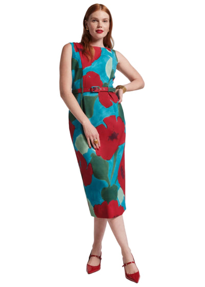 Audrey Belted Midi Dress in Floating Floral