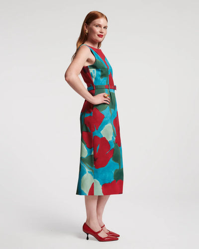 Audrey Belted Midi Dress in Floating Floral