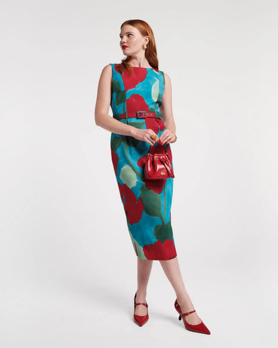 Audrey Belted Midi Dress in Floating Floral