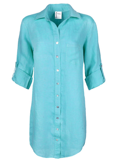 Alex Linen Shirtdress Caribbean Blue