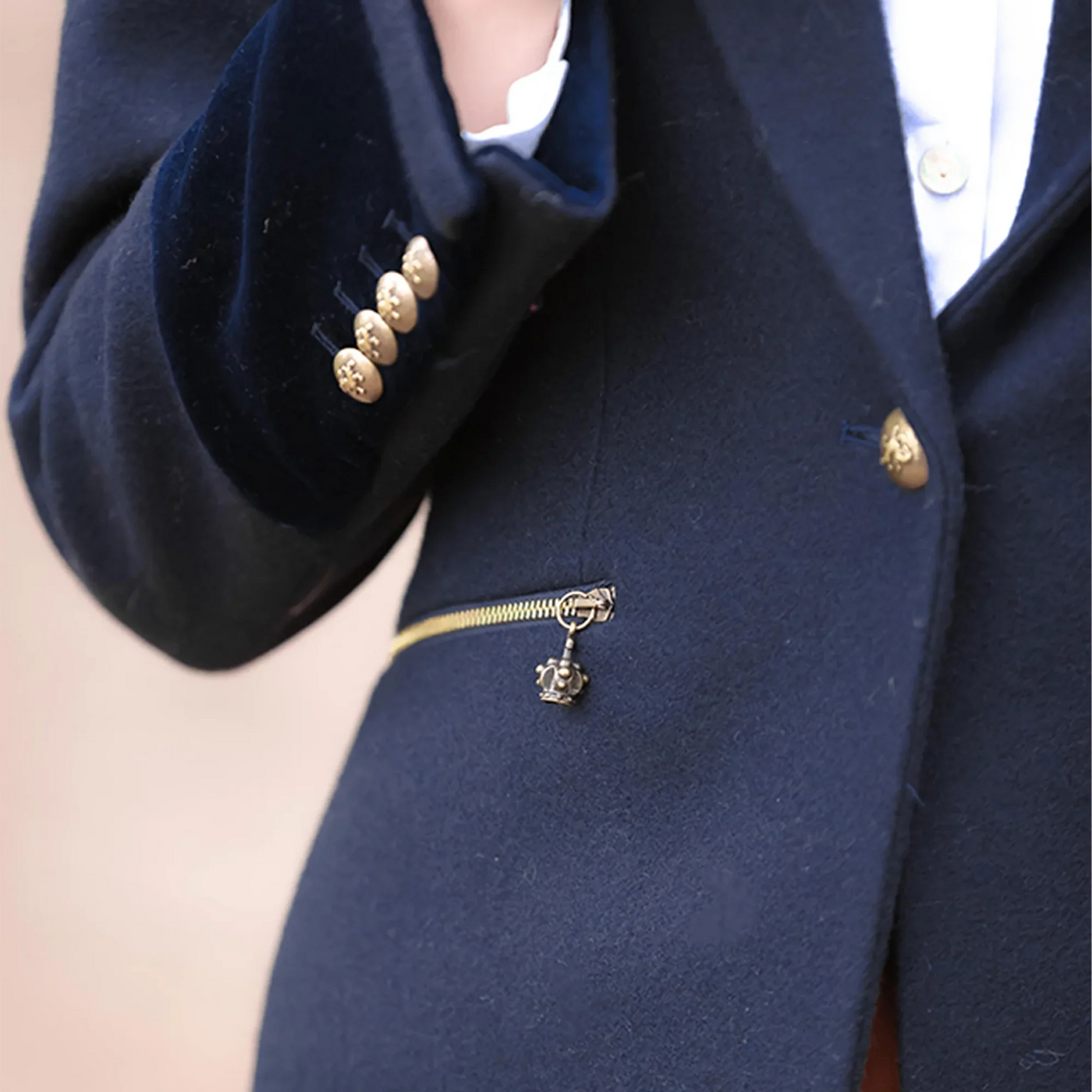 Alice Velvet Cuff Blazer in Navy