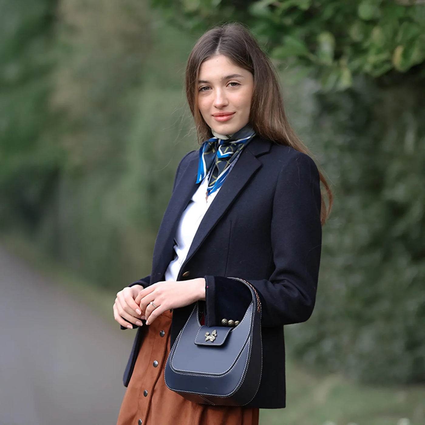 Alice Velvet Cuff Blazer in Navy