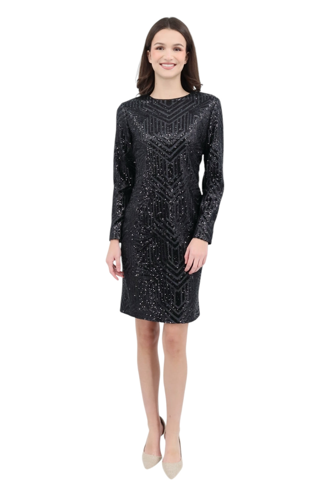 Art Deco Sequin Midi Dress in Black Art Deco Sequin Midi Dress in Black