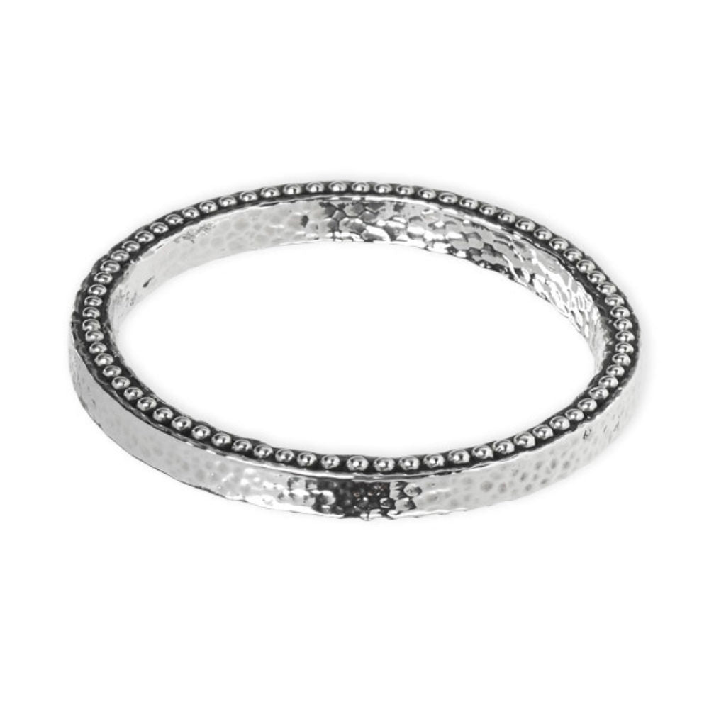 Hammered & Beaded Oxidized Bracelet