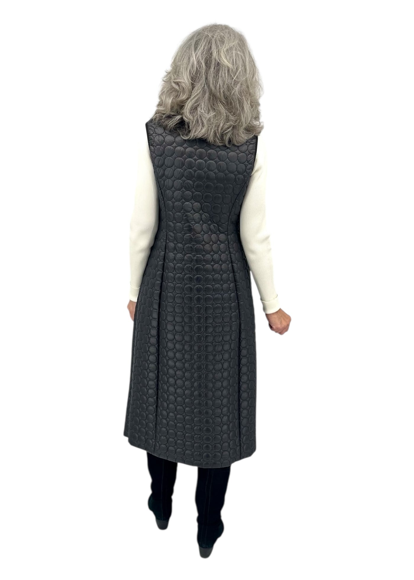 Carola Quilted Vest w/ Side Zippers in Black