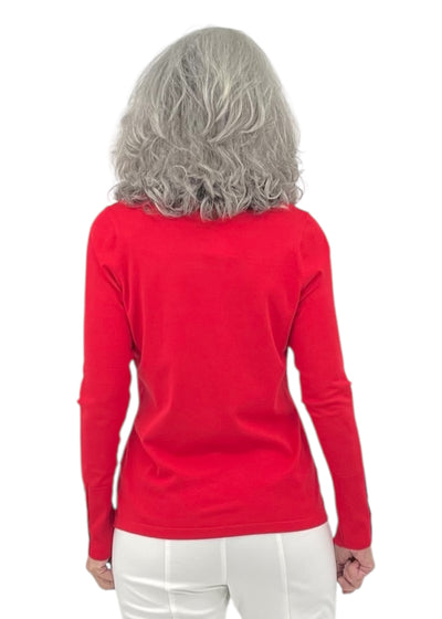 Jewel Neck Top in Lipstick