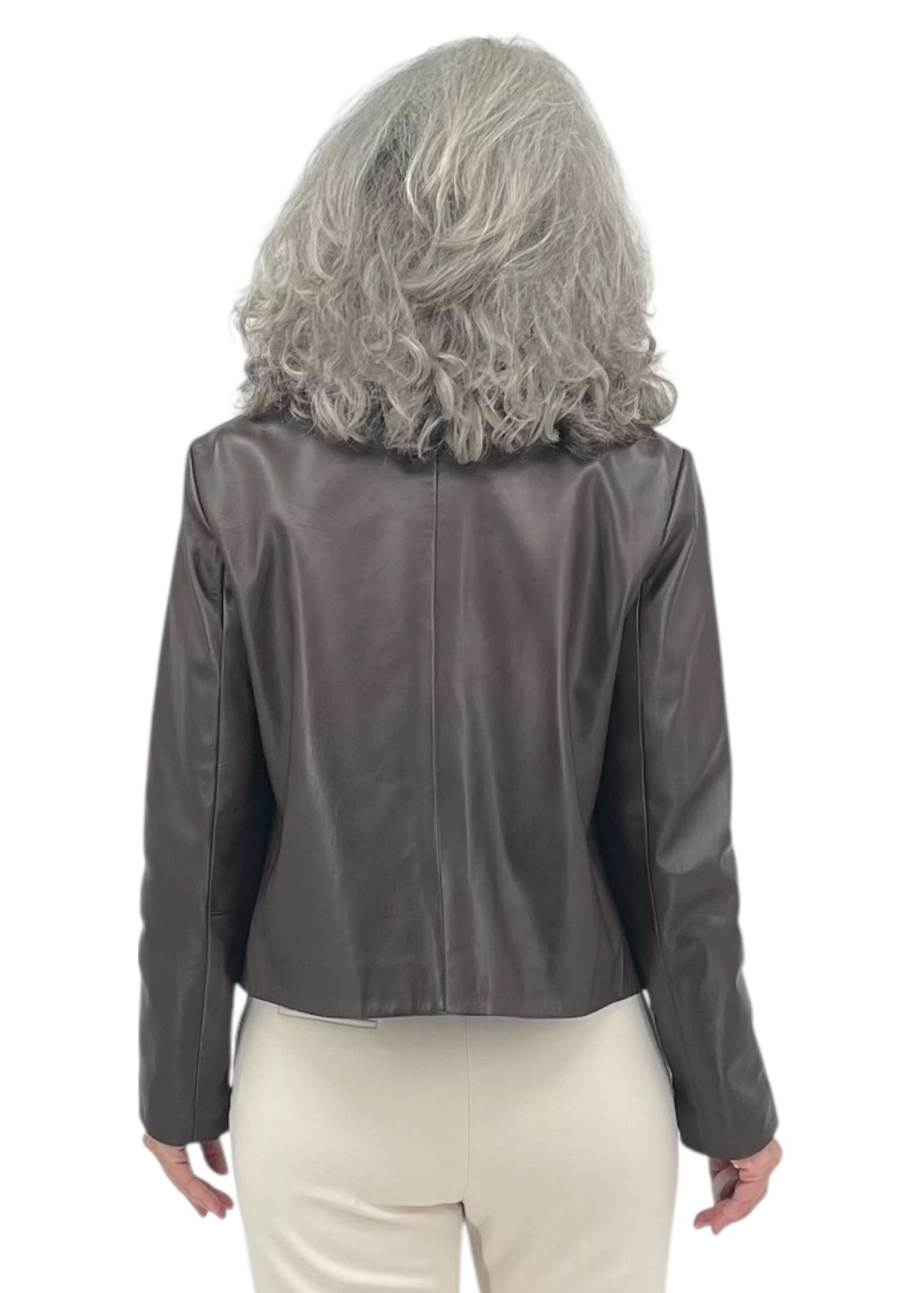 Cropped Leather Jacket in Espresso