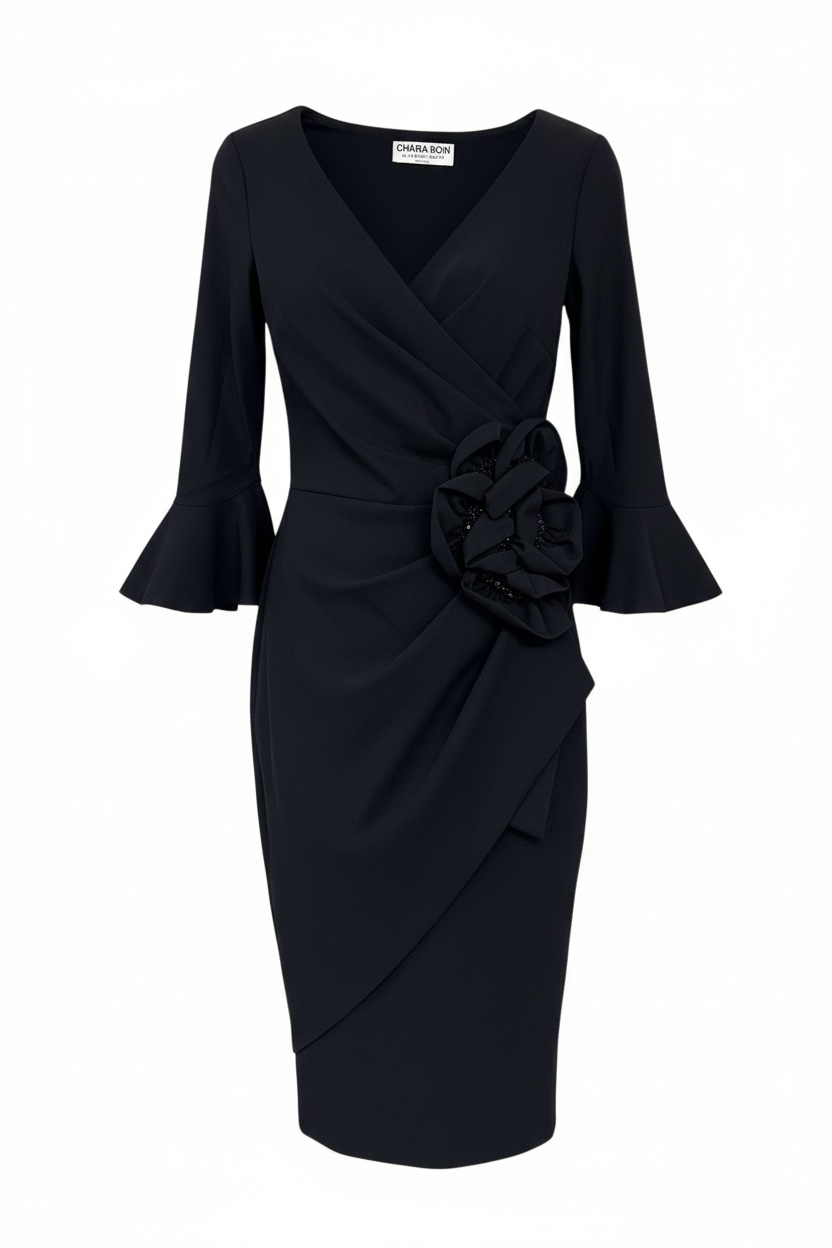 Triana Rayon Crêpe Dress in Black