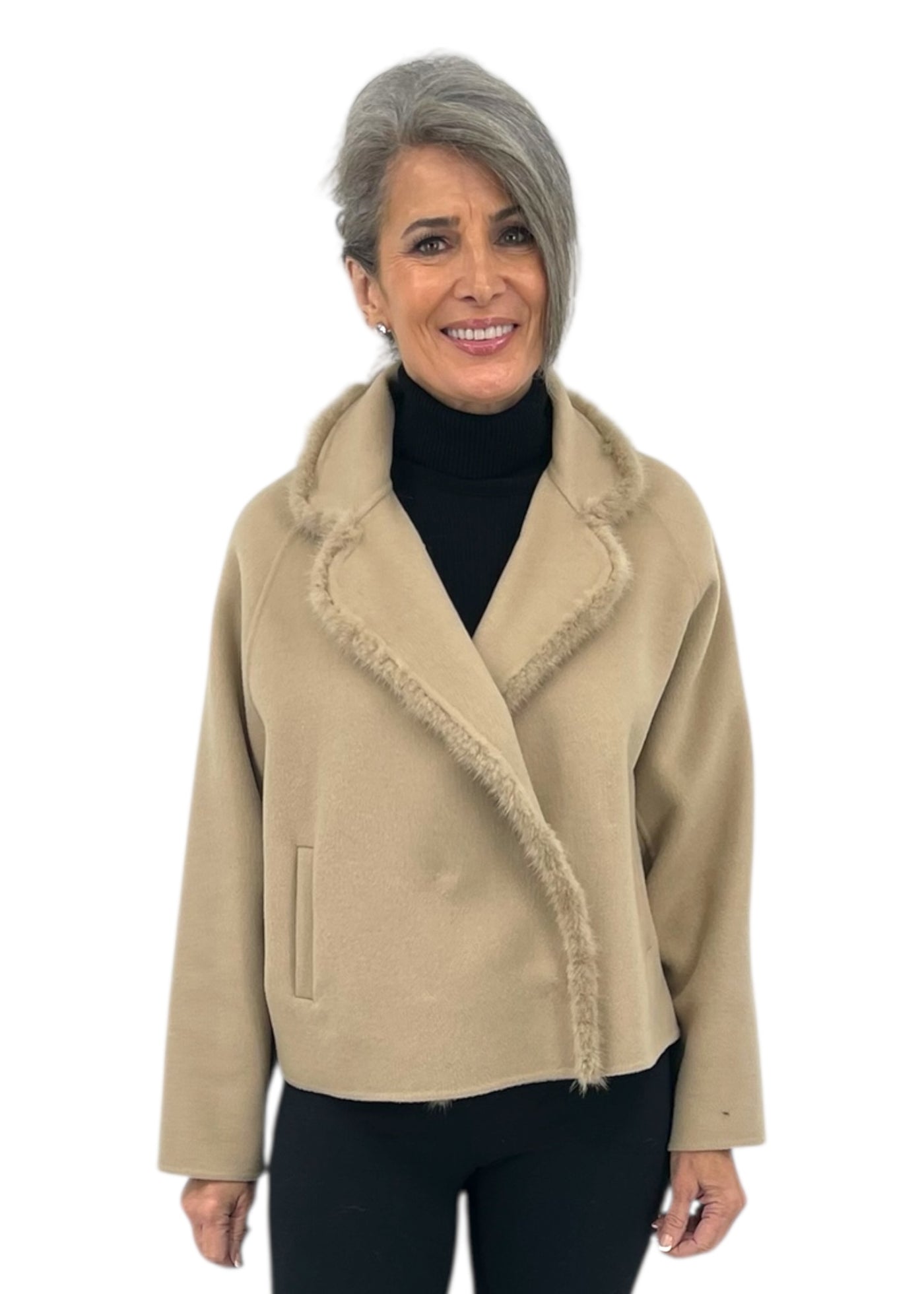 Wool Blend Bomber in Irish Cream