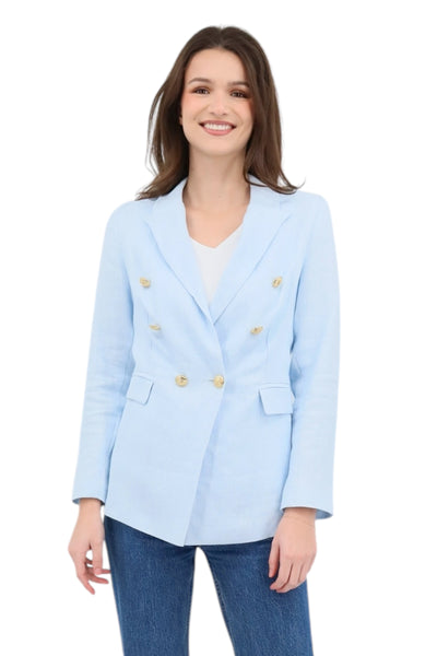Baby Blue Blazer With Gold Buttons