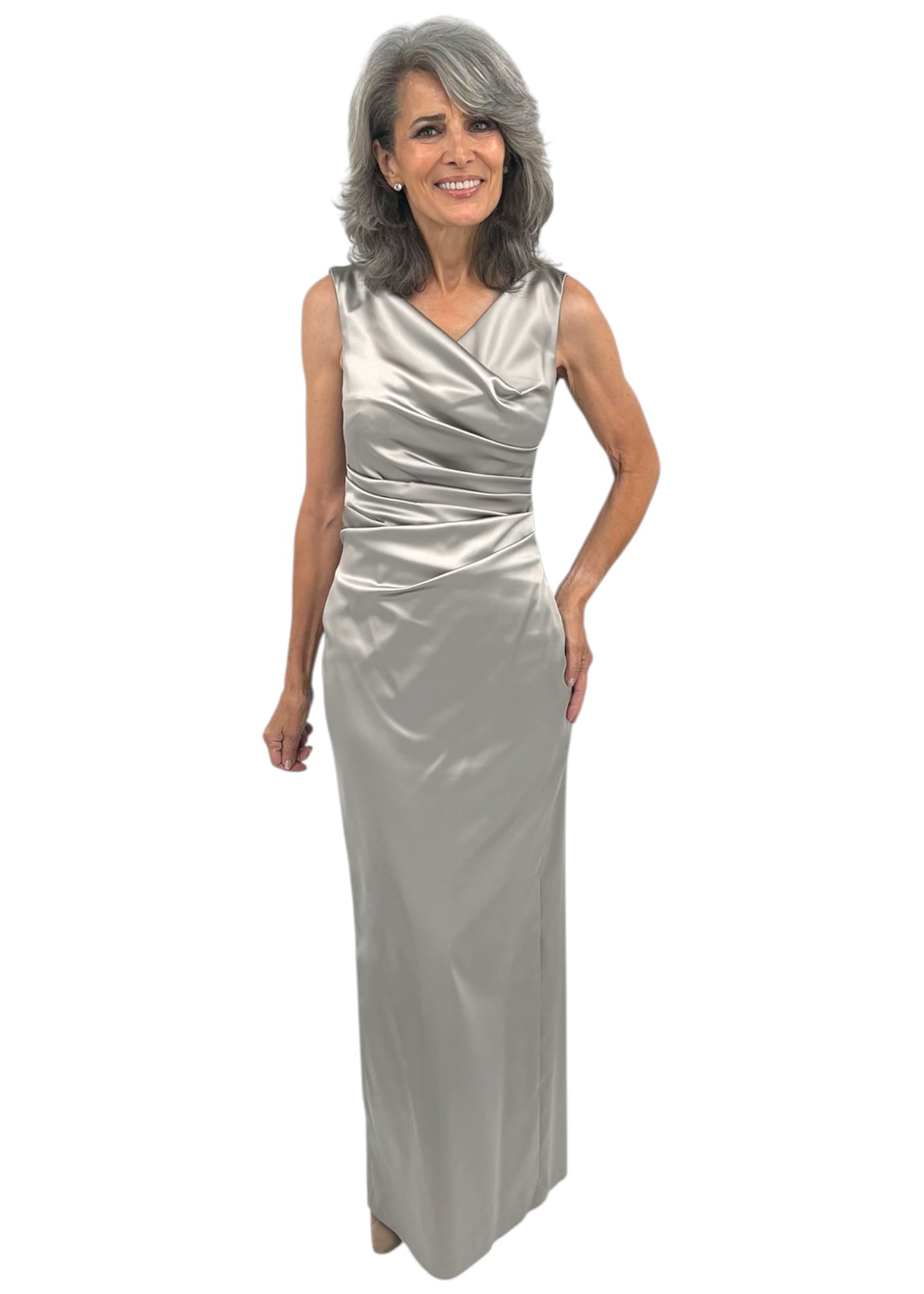 oyster grey dress Satin Duchesse Gown in – Carl Meyers 2025_Launch