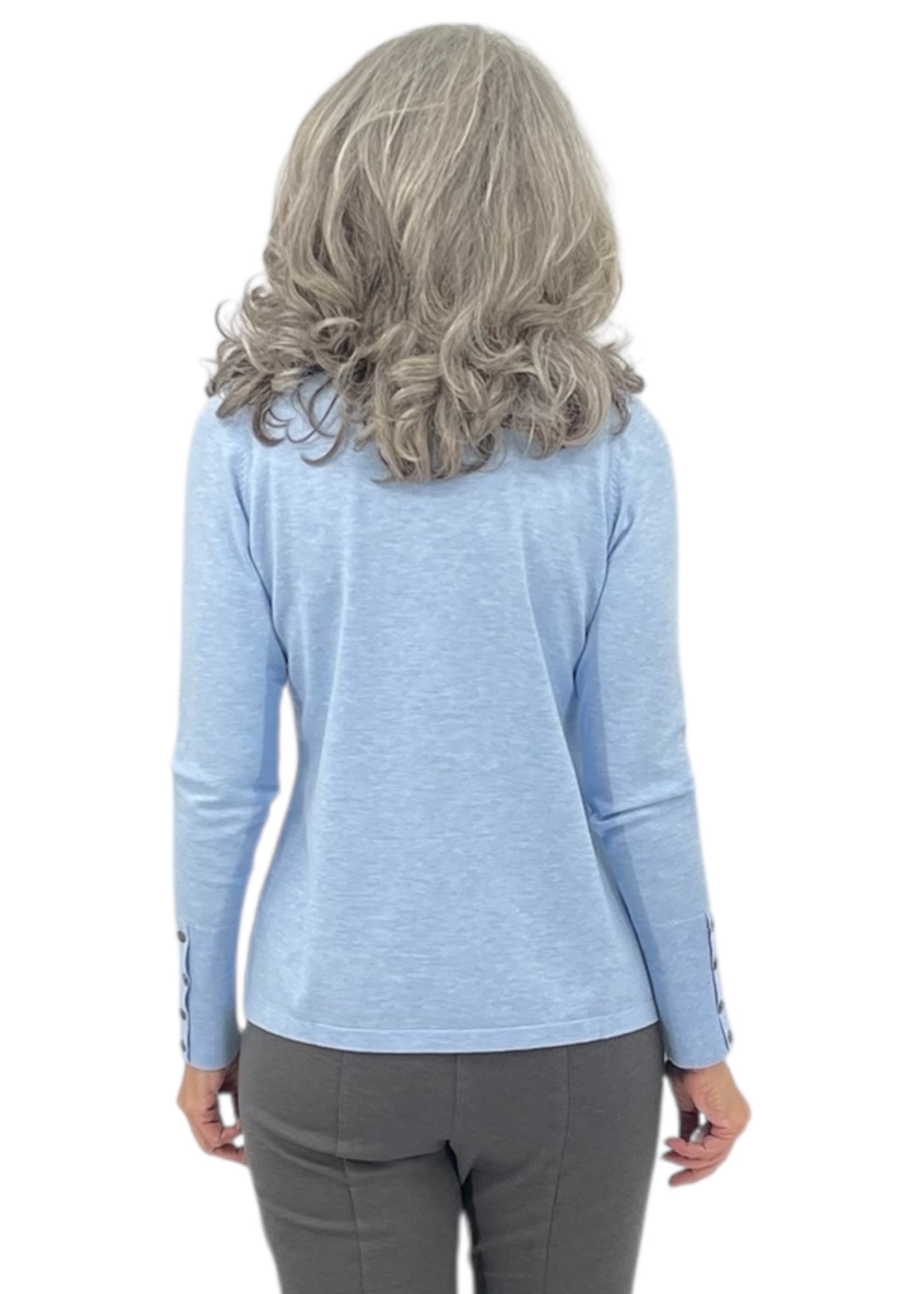 Turtleneck Button Sleeve Top in Sky
