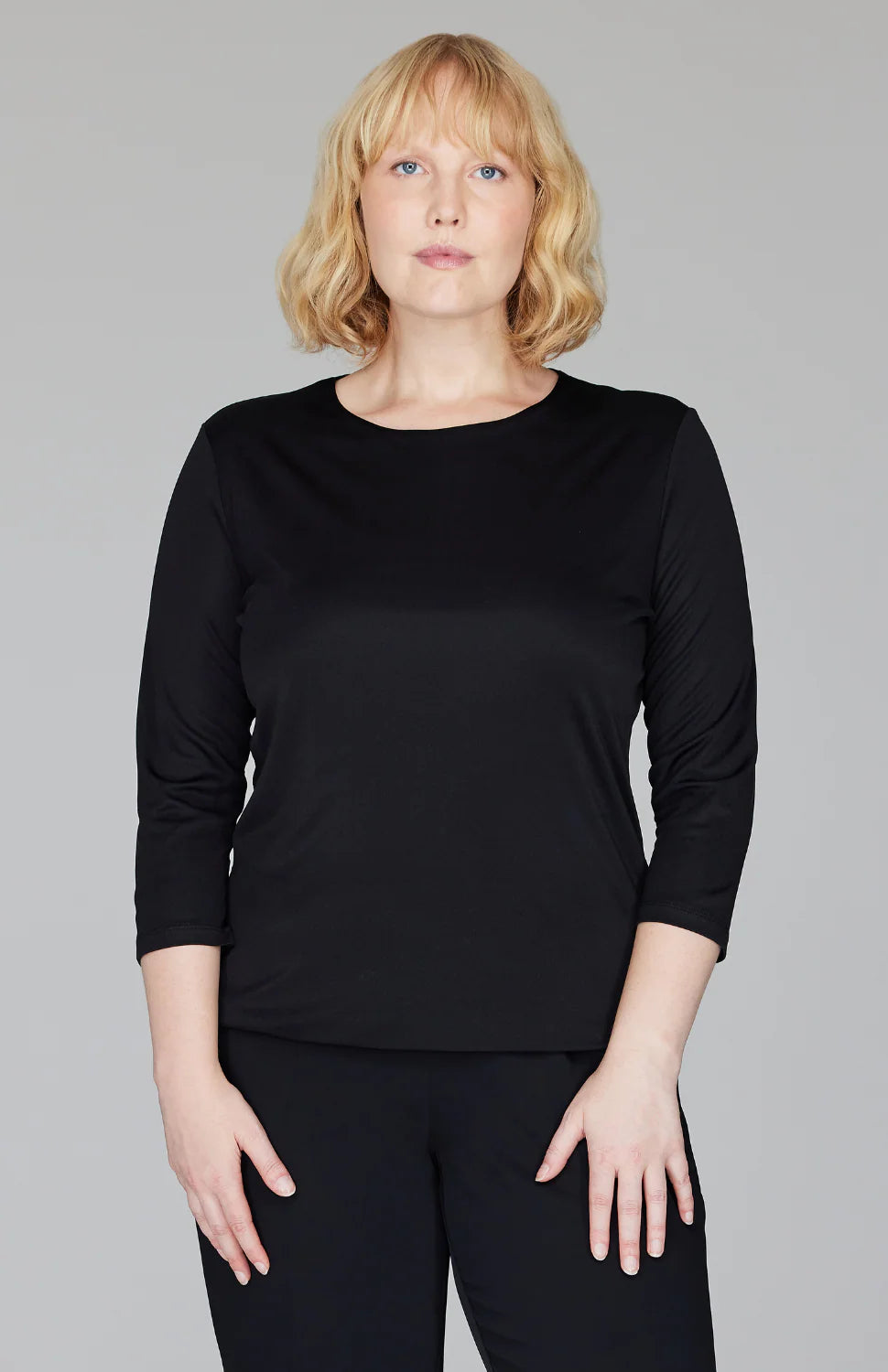 Silk Knit Tee in Black