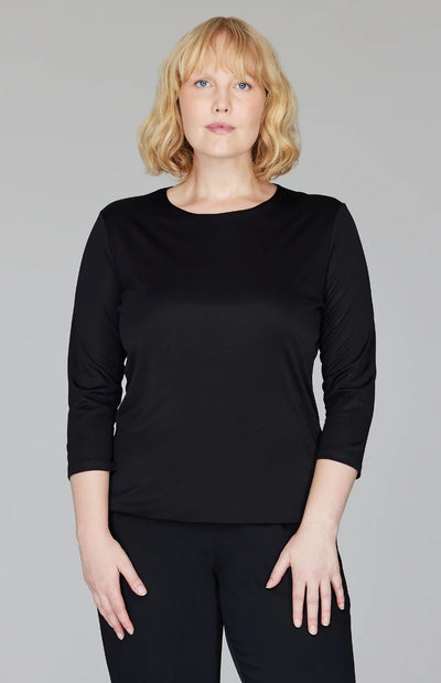 Silk Knit Tee in Black
