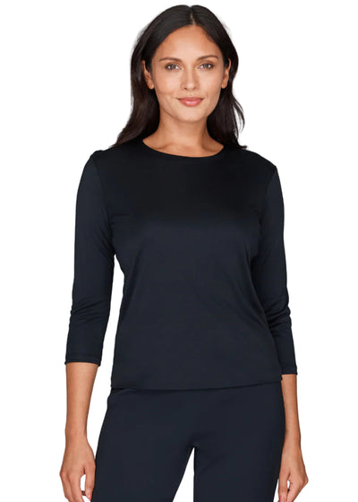 Silk Knit Tee in Black