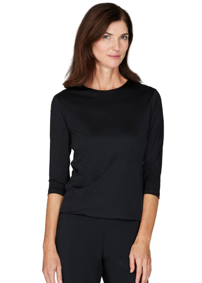 Silk Knit Tee in Black