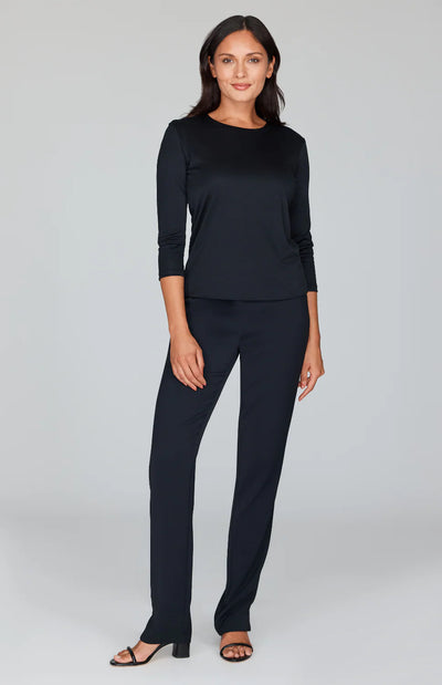 Silk Knit Tee in Black